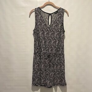 Muse Black and White Floral Sleeveless Shorts Romper